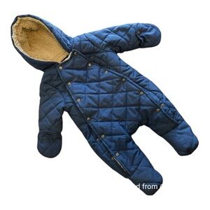0-3m Nautica Blue Quilted Baby Snowsuit